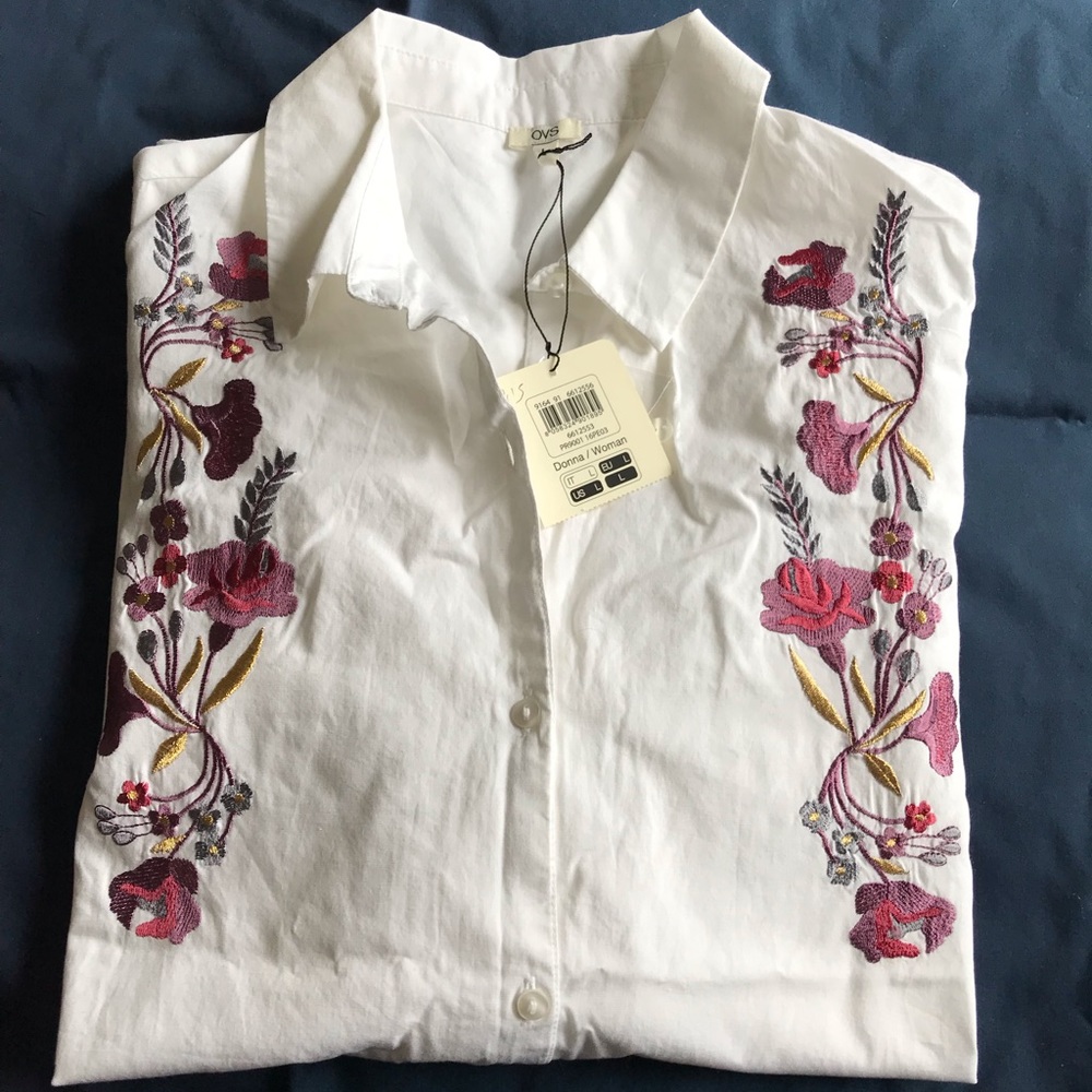OVC Donna 100% cotton embroidered shirt size L